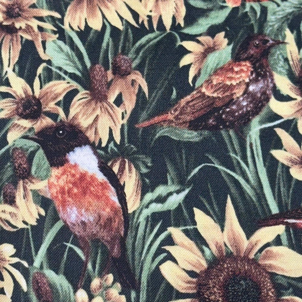 Jo-Ann Fabric Bird Sunflower Nature Print Cotton 1 yard South Korea - Picture 6 of 8